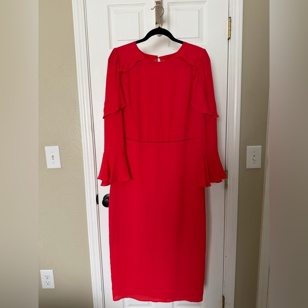 Oasis Bold Red Long Sleeve Dress